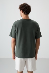 Air Jones Erkek Haki Oversize 0 Yaka T-shirt 88380 - Thumbnail