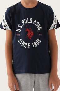 Us Polo Erkek Çocuk Lacivert Şortlu Pijama Takımı 1746 - Thumbnail